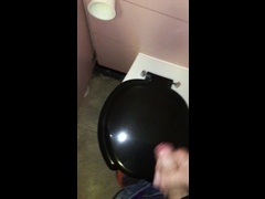 Cumming in public toilet